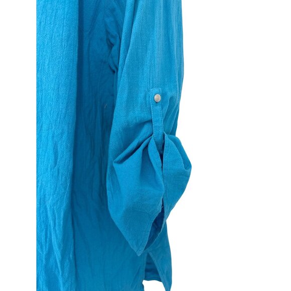 Susan Graver Split Neck Embellished 3/4 Roll Tab Sleeve Blouse Size 1X - Picture 4 of 11